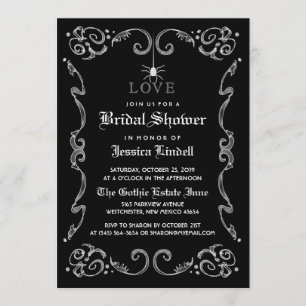Invitación Boda de Halloween blanco negro ducha de novia góti