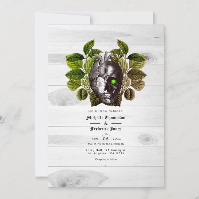 Invitación Boda de Halloween Bosque Embrujado Rústico (Anverso)
