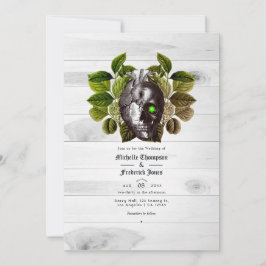 Invitación Boda de Halloween Bosque Embrujado Rústico