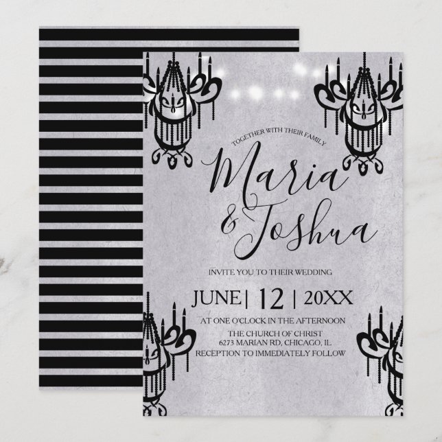 Invitación Boda de Halloween con Araña Gris Piedra (Anverso / Reverso)
