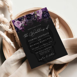 Invitación Boda de Halloween con cáscara floral gótica