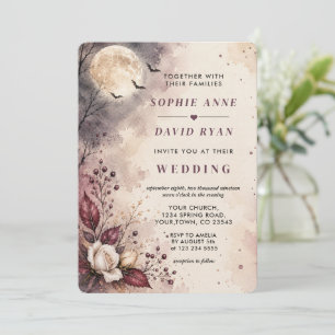 Invitación Boda de Halloween con código QR romántico