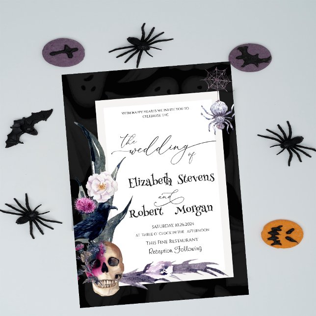 Invitación Boda de Halloween con Cráneo Floral (Subido por el creador)