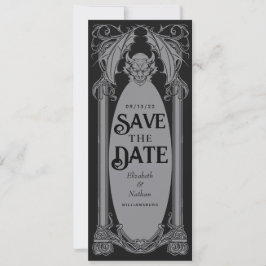 Invitación Boda de Halloween con estilo gótico salva la fecha