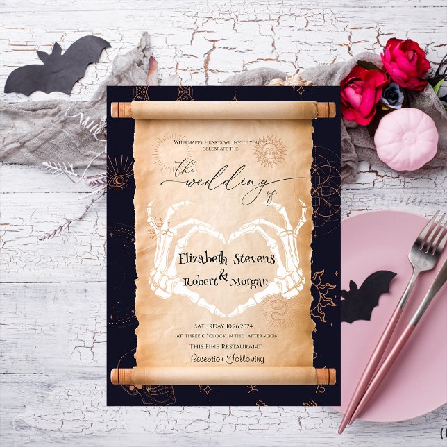 Invitación Boda de Halloween con Manos de Esqueleto (Subido por el creador)