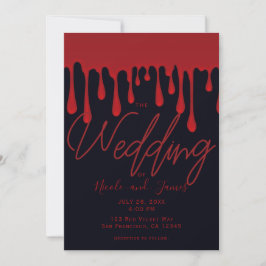 Invitación Boda de Halloween con Sangre Roja que Gotea