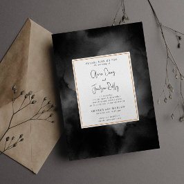 Invitación Boda de Halloween de color azul negro etéreo
