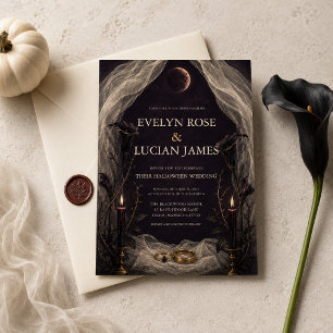 Invitación Boda de Halloween de Luna de Sangre Gótica Oscura