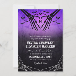 Invitación Boda de Halloween del Gótico del corazón del Skele
