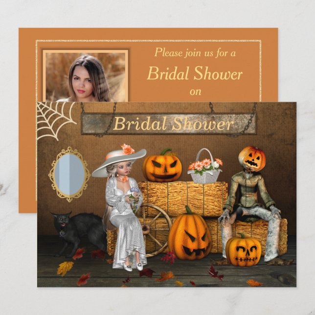 Invitación Boda de Halloween - Ducha nupcial (Anverso / Reverso)