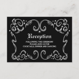 Invitación Boda de Halloween en Blanco y Negro 3.5x5 Recepció