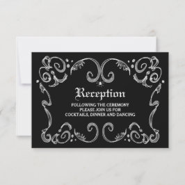 Invitación Boda de Halloween en Blanco y Negro Recepción 3.5x