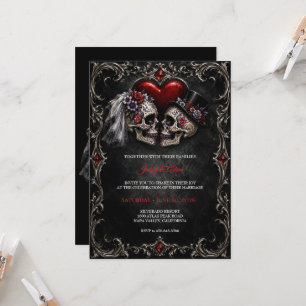 Invitación Boda de Halloween esquelética gótica