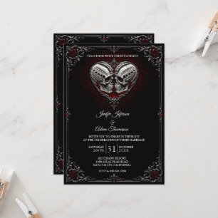 Invitación Boda de Halloween esquelética gótica