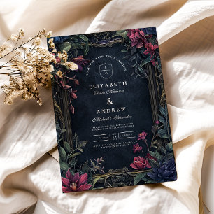 Invitación Boda de Halloween floral de Art Nouveau