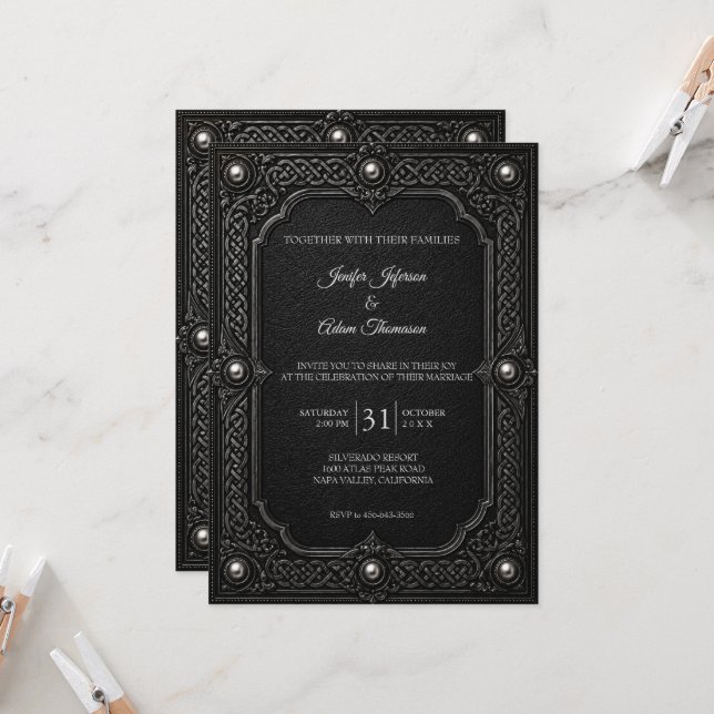 Invitación Boda de Halloween Gótica Celta (Anverso/Reverso In Situ)