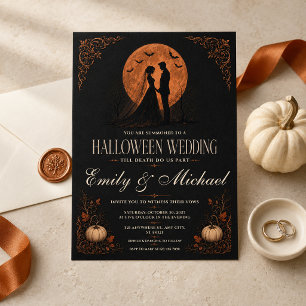 Invitación Boda de Halloween Gótica Hasta que la Muerte nos S