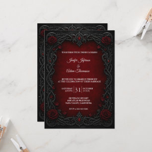 Invitación Boda de Halloween Gótico Elegante