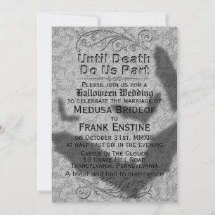 Invitación Boda de Halloween gótico   Flying Bats Shadow Invi