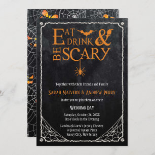 Invitación Boda de Halloween invita a comer, beber y tener mi