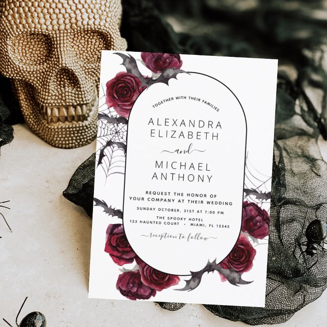 Invitación Boda de Halloween otoño otoño borgoña (Subido por el creador)