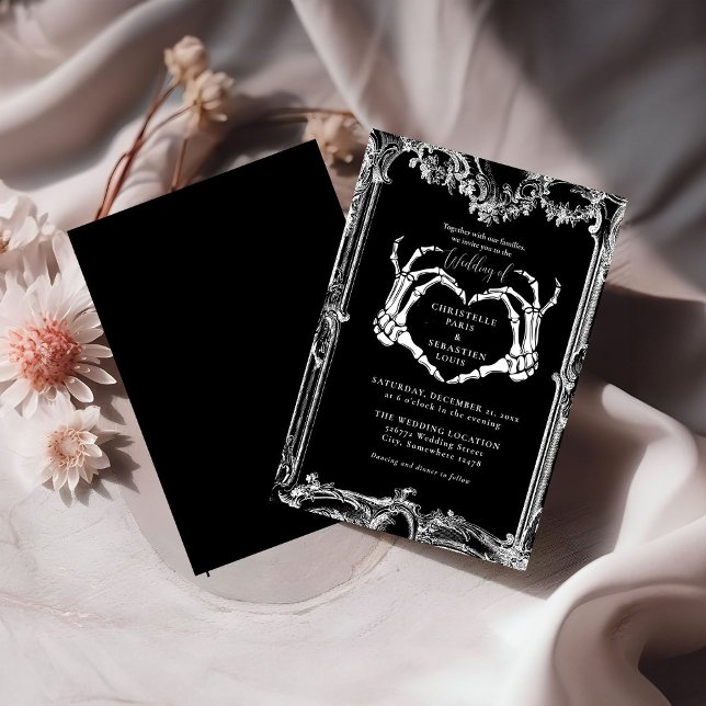 Invitación Boda de Halloween retro de cráneo gótico (Subido por el creador)