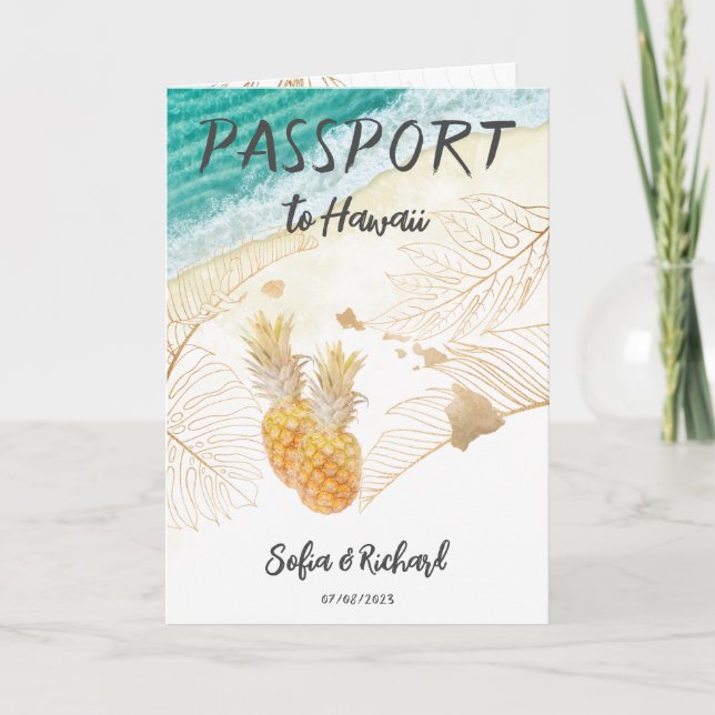 Invitación Boda de Hawái Pasaporte de destino Mundo Moderno (Anverso)