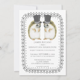 Invitación Boda de Hedgehog Cute Gay Grooms