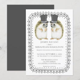 Invitación Boda de Hedgehog Cute Gay Grooms