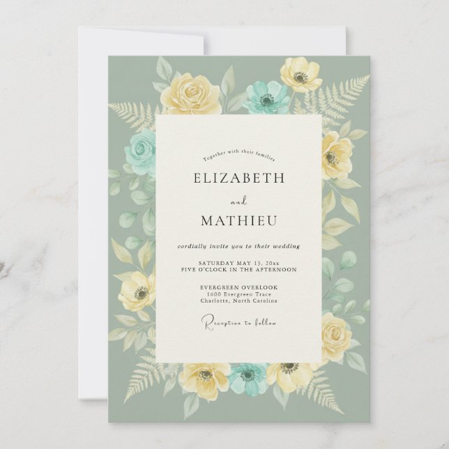 Invitación Boda de helecho acuático con mantequilla (Anverso)