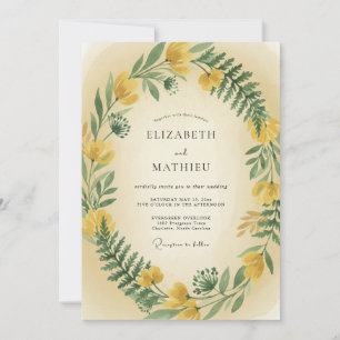 Invitación Boda de Helecho Amarillo Mostaza