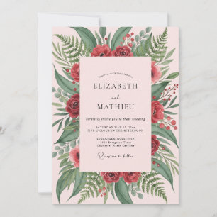 Invitación Boda de helecho carmesí con rubor