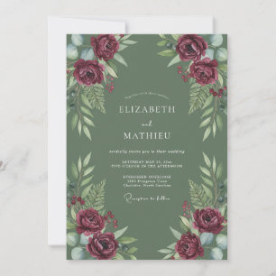 Invitación Boda de helecho carmesí musgoso