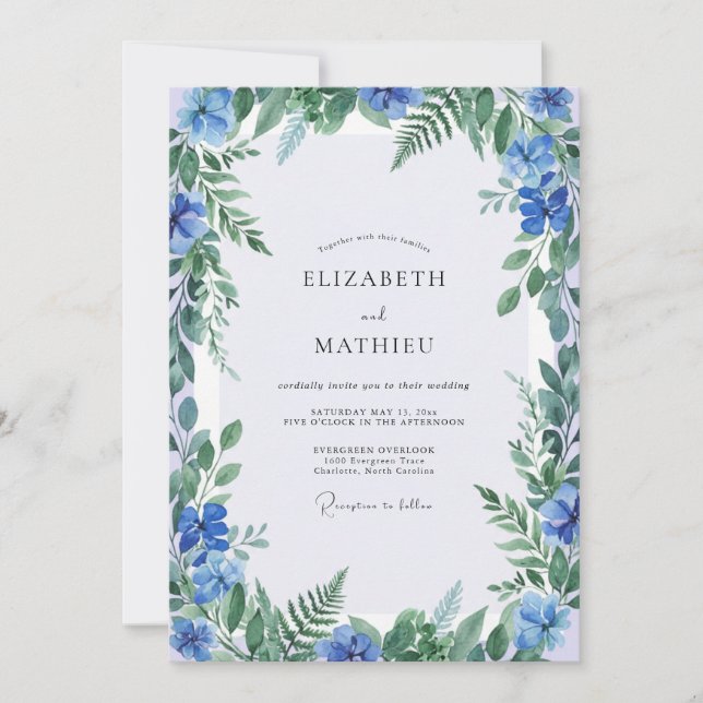 Invitación Boda de Helecho Cerúleo (Anverso)