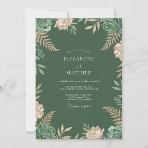 Invitación Boda de helecho crema de hoja perenne