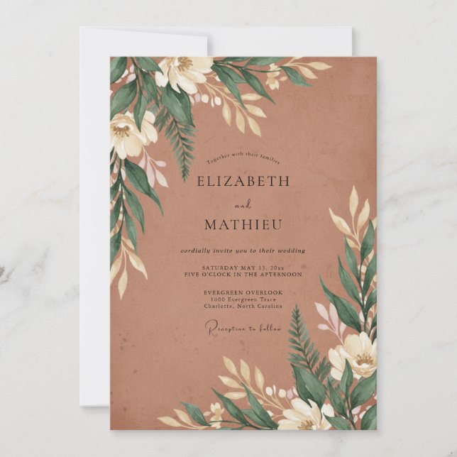 Invitación Boda de Helecho de Arcilla (Anverso)
