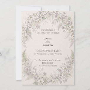 Invitación Boda de helecho de flor de lila suave