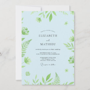 Invitación Boda de helecho de hielo de pistacho