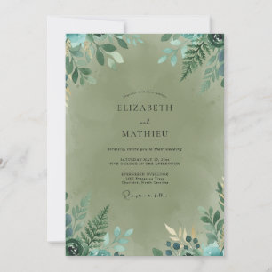 Invitación Boda de helecho de hoja de olivo