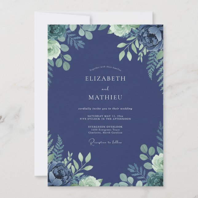 Invitación Boda de Helecho de Medianoche (Anverso)