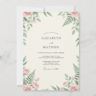 Invitación Boda de helecho de menta melocotón