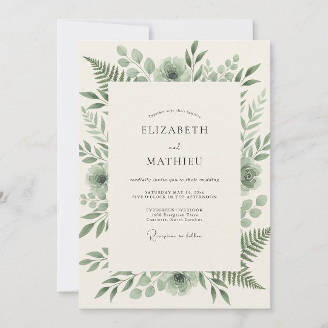 Invitación Boda de helecho de musgo (Anverso)