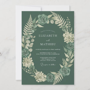 Invitación Boda de helecho de musgo profundo
