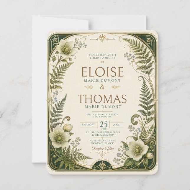 Invitación Boda de helecho del bosque botánico forestal vinta (Anverso)