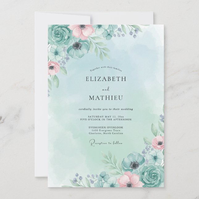 Invitación Boda de helecho espuma de mar (Anverso)