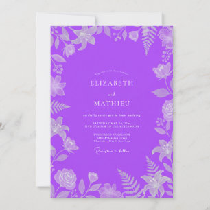 Invitación Boda de helecho púrpura vibrante