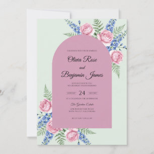 Invitación Boda de helecho y menta malva