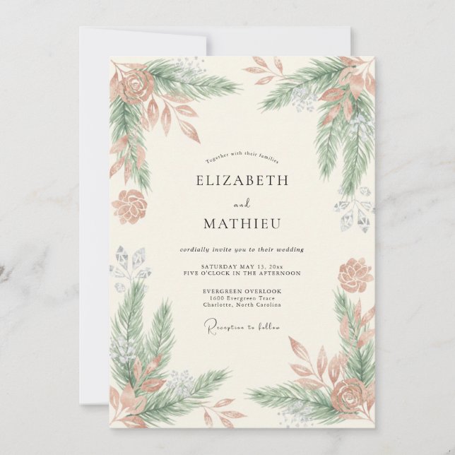 Invitación Boda de Helechos de Terracota (Anverso)