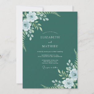 Invitación Boda de helechos exuberantes esmeralda verde