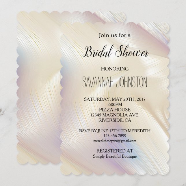 Invitación Boda de hermosa perla de lavanda marfil  (Anverso / Reverso)